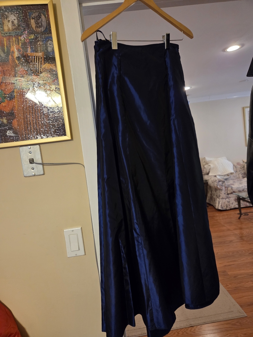 Scott MCClintock Navy Satin A-Line Maxi Skirt Size 6P NWT